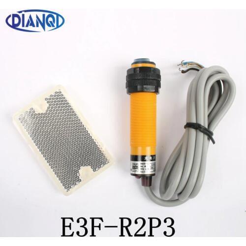 DIANQI Feedback reflex photoelectric switch sensor E3F-R2P3 DC PNP NO+NC diameter 18mm distance 2m Transducer