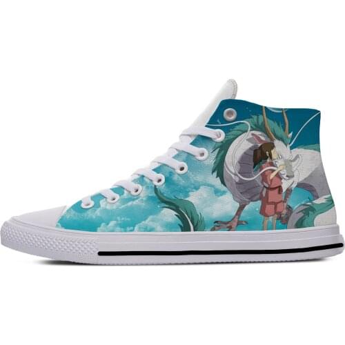 Japanese Anime Manga No Face Spirited Away Totoro Casual Cloth Shoes High Top Lightweight Breathable 3D Print Men Women Sneakers