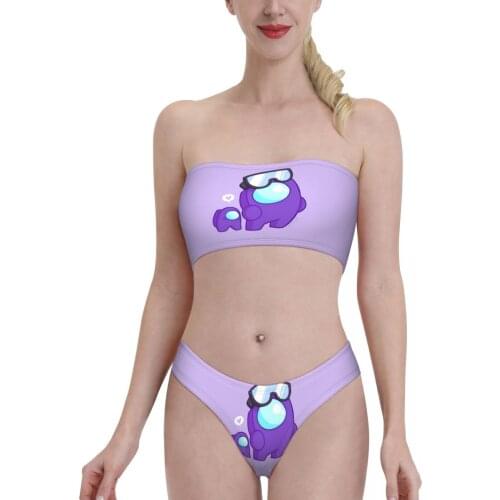 Anime Video Game swimming suit Impostor Sus Sussy Amogus Bandeaukini 2021 Swimming Suit Bikinis for Women young Girl