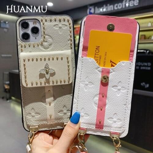 Magnetic Buckle Phone Case with Lanyard for iphone12 xr 11 xs max 7 8 plus