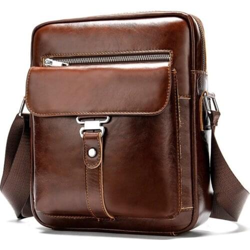 New Genune Leather Mens Messenger Bag Vintage Men Leather Shoulder Bags Man Business Crossbody Bags Mini Male Leather Handbag