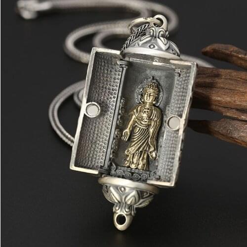S925 Sterling Silver Fashion Three-dimensional Buddha Car Ornaments Men And Women Retro Thai Silver Pendant