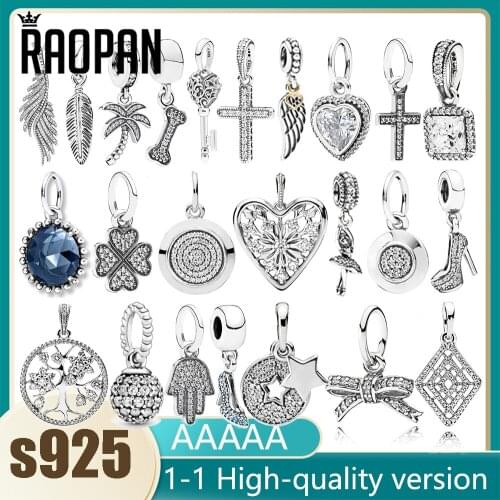 RAOPAN original bowknot love star four-leaf clover key charm suitable for original charm bracelet dly silver jewelry