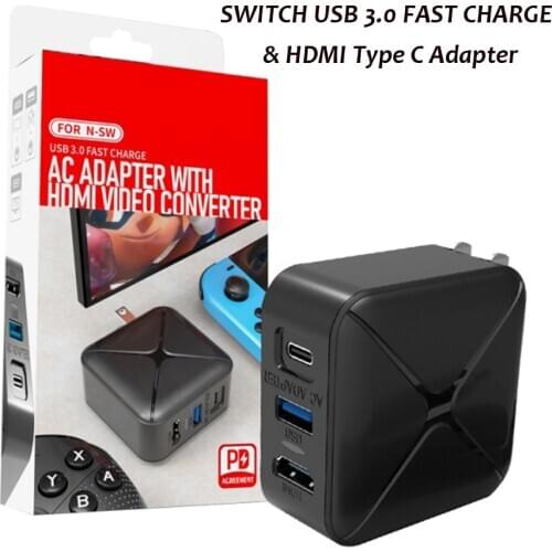 For Nintend Switch FAST Charging Portable Dock 1080P 4K HDMI Adapter For Switch USBC 3.0 HDMI Converter Type-C HUB Adapter