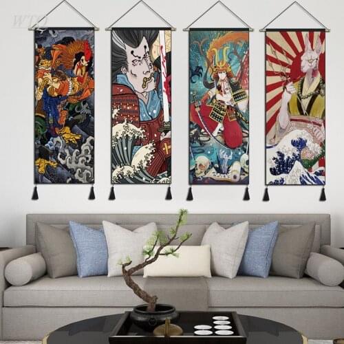Retro Poster Japanese Ukiyo-e Poster Canvas Painting Samurai and Geisha Wall Decor Poster Wall Art Picture Room Decor Home Decor