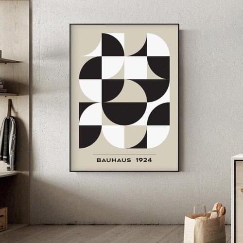 Mid Century Modern Wall Art, Neutral Abstract, Geometric Print, Black White Beige, Minimal Art, Bahaus Poster, Modern Art Print