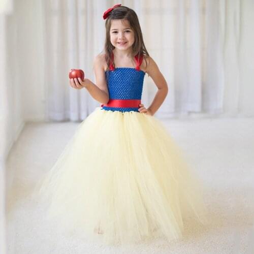 Light Yellow Princess Dress Tulle Ball Gown Kids Party Flower Girl Dresses Children Cosplay Costume Girls Tutu Dress Birthday