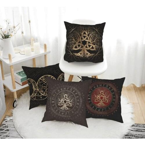 Triple Moon Pillow Case Cushion Viking Rune Polyester Decor for Home Car Sofa Body Pillow Cover