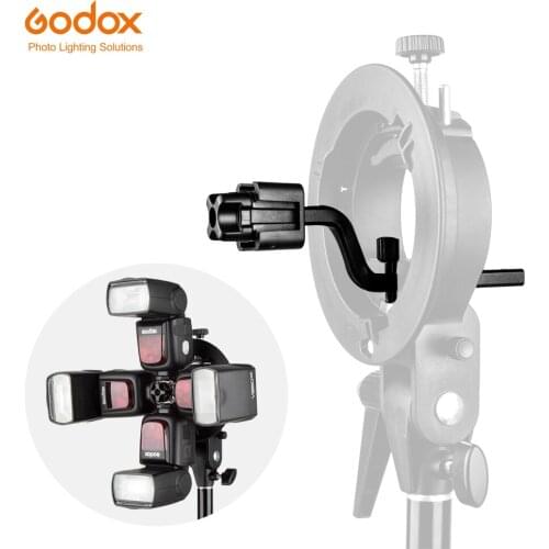 Godox S-FA Universal Aluminium Alloy Four Speedlite Holder Adapter Hot Shoe Mount Adapter for Flash