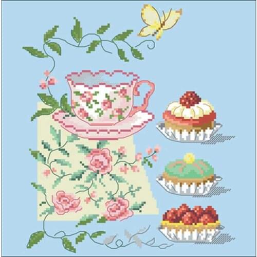 Cake and coffee cup patterns counted 11CT 14CT Cross Stitch Sets DIY Cross-stitch Kits Embroidery Needlework