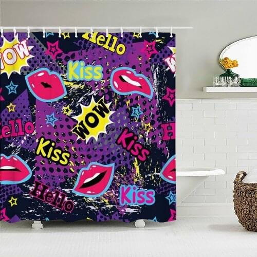 Waterproof Shower Curtain Modern romantic Love Flower Printed Bath Curtain Polyester Fabric Home Bath Decor Curtains With Hooks