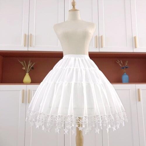 Petticoat For Lolita Girls Women Underskirt Elastic Waist Mid-Length Fishbone Support Violent Carmen Star River White Tutu Skirt