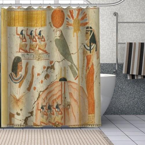 Custom Ancient Egyptian Mural Portrait Shower Curtain Waterproof Bathroom Polyester Fabric Bathroom Curtain With Hooks