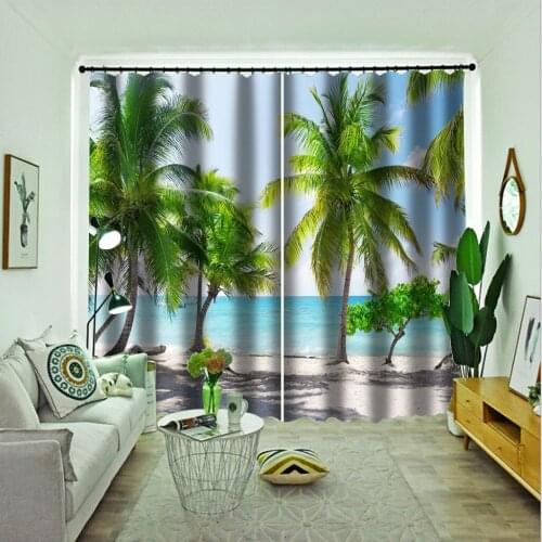 Custom nature scenery beach curtains 3D Blackout Curtains For Living room Bedding room Drapes 3d stereoscopic curtains