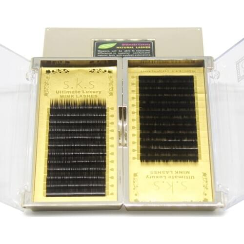 1 Case 0.1C (9/10/11/12mm) Optional Ultimate Luxury MINK Quality Makeup False Eyelash Individual Fake Eye Lashes Extension Tool