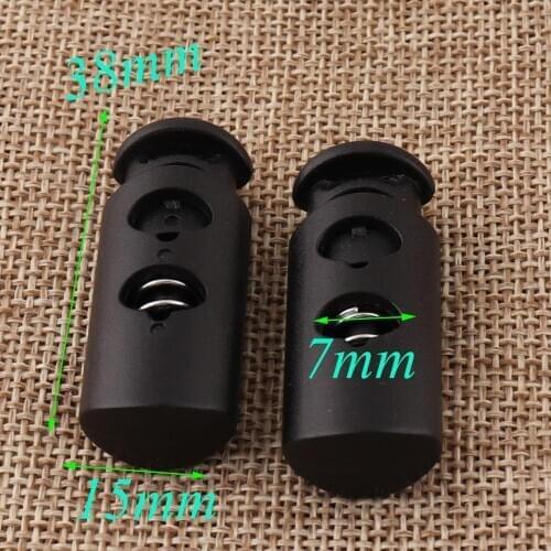 20 Pcs Plastic Black Cord Locks,Craft Cord Locks Barrel Toggle Cord Lock Rope Buckle,Spring Buckle Cylinder Stopper Toggle