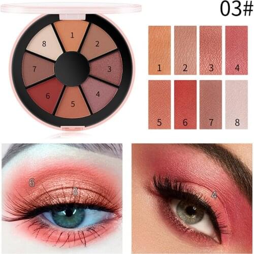 201 8 Color Round Eye Shadow Palette Natural Glitter Earth Pearly Matte Eye Shadow Shimmer Lasting Waterproof Eye Makeup