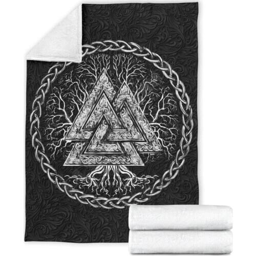 Viking Tattoo Valknut Mjolnir 3D printed Sherpa Blanket on Bed Home Textiles Dreamlike HOME ACCESSORIES Drop shipping 06