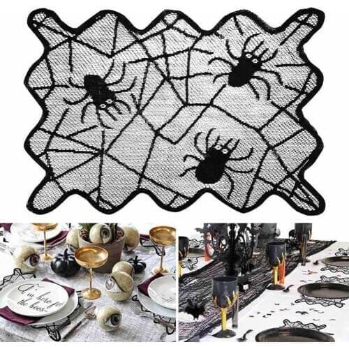 6Pcs Halloween Spider Web Pattern Exquisite Party Decorative Placemat Table Mat