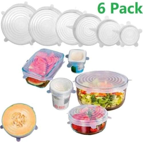 6 Pcs Food Silicone Cover Cap Universal Silicone Lids for Cookware Bowl Reusable Stretch Lids Food Wrap Bowl Kitchen Stoppers