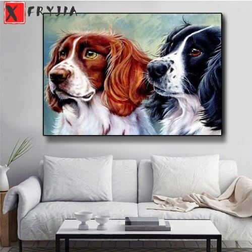 Full square Round drill Diamond embroidery Animal dog English Springer Spaniel 5D DIY diamond Painting Cross Stitch Mosaic