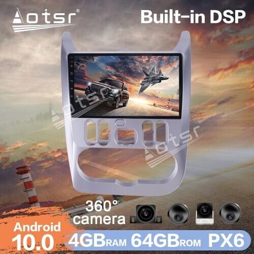 For Renault Logan 2009 - 2013 Android Car Multimedia Radio Player 4G+64GB Car GPS Navigation DSP + 360 Camera Auto Stereo Player