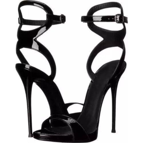 Summer plus size sexy stiletto high-heeled patent leather strap womens sandals Roman style party dress all-match fashion sandal
