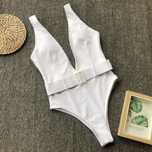 Brazilian Sexy White Leopard Print Monokini Belt Biquini New 2020 High Cut Bodysuits Summer Swimwear