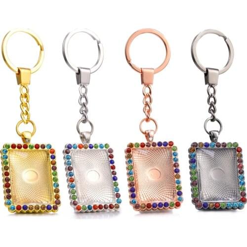 2pcs/lot Zinc Alloy Key Keychain Pendant Blank Tray Bezel Fit 25*35mm Glass Cabochon DIY Jewelry Making Handmade Accessories