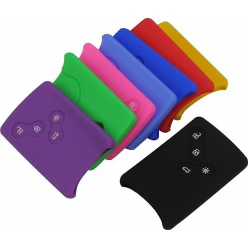 Bilchave 4 Button Silicone Cover Protector Holder Car key For Renault Clio Logan Megane 2 3 Koleos Scenic Card Keychain Case