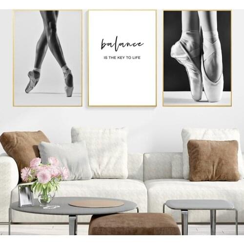 Black white wall decor painting ballet dancers poster beautiful canvas picture balance quote wall art print canvas poster