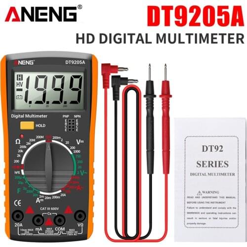 DT9205A Digital Multimeter AC DC Voltmeter Ammeter Capacitance Tester Meter Profesional Transistor Tester LCD Display