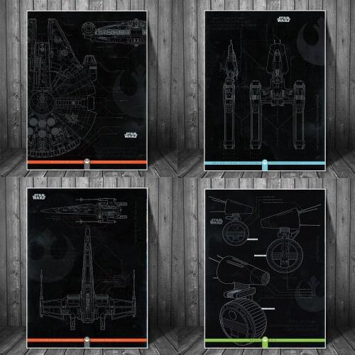 Disney Star Wars Millenium Falcon Aircraft Wall Art Posters and Prints X-Wing Starfighter Canvas Paintings on the Wall Pictures