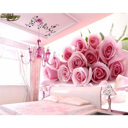 Beibehang 3d photo wallpaper for Bedroom Pink Stereoscopic rose flower romantic living room bedroom wall mural wall paper