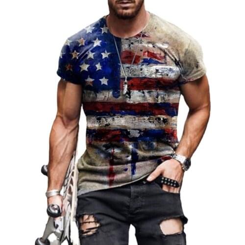 2021 Summer Mens Large Size 3D Printed T-shirt Flag Pattern Casual Shirt Street Fitness Clothing Hip Hop Crew Neck Harajuku Top