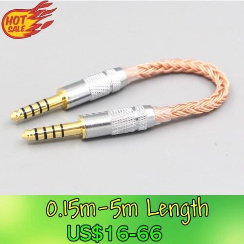 LN007721 16 Core 99% 7N OCC Earphone Cable 4.4mm Balanced Male to 4.4mm Balanced Male Audio Adapter