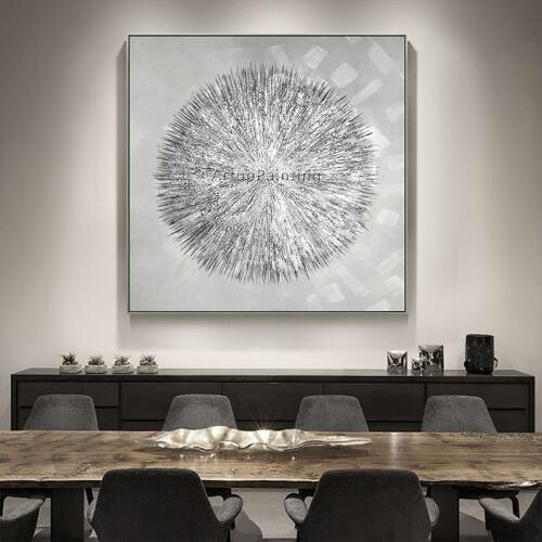 Silvery Acrylic Canvas Oil Painting Nordic Style Canvas Caudro Decoration Modern Abstract Texture Wall Art for Living Room