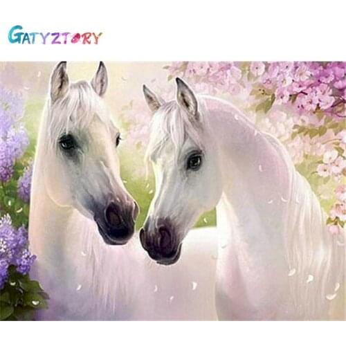 GATYZTORY Painting By Numbers Horse Picture Drawing On Canvas Acrylic Paints Animal Coloring By Numbers Home Decor