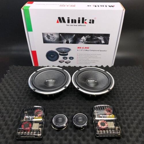 Minika 6-1/2" 2 Way Compound Speaker Set High Quality Clear timbre Car Audio Sound System 2-Way Crossover Tweeter Speakers