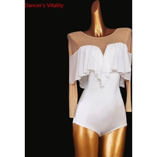 Latin Dance Body Suit Profession Custom Female Adult Child Onesies Modern Dancewear Ballroom Dancing Performance Practice Top
