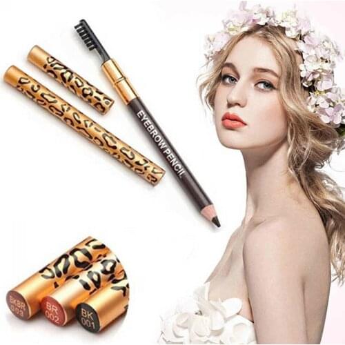 5 Colors Leopard Eyebrow Pencil Double Head With Brush Waterproof Sweatproof Eyebrow Pencil DL