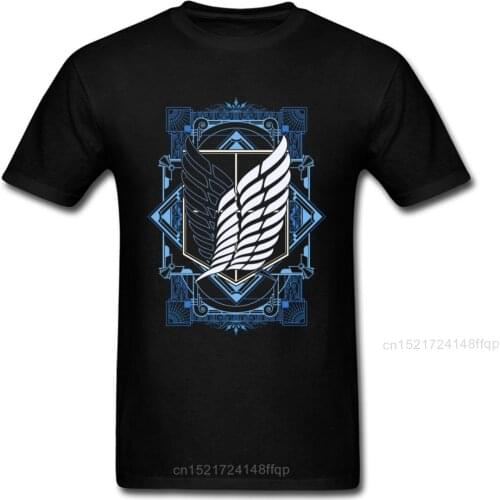Attack On Titan 2018 Summer Cool Black T-shirt Men T Shirts Japanese Trendy Anime Symbol Print Man Tshirt Young Style