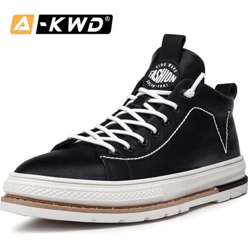 Fashion Shoes 2020 Pu Leather Sneakers Man High Tops Calzado De Hombre Mens Sneakers Casual Snikers for Men Wear-Resistent Shoes