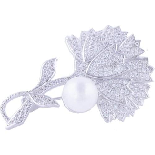 Fashion Products Micro-inlaid Zircon Pearl Flowers Ladies Brooch Delicate Hijab Pin DIY Clothing Accessories Best Gifts