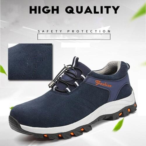 Men Breathable Work Sneakers Steel Toe Cap Work Safety Shoes For Men Safety Boots Anti-Puncture Indestructible Work Shoes Male