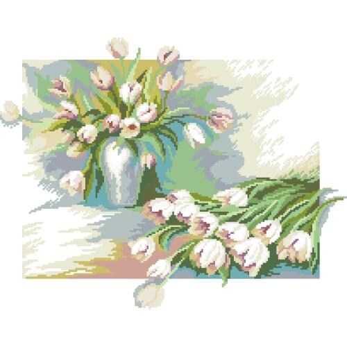 Cross stitch Handmade 14CT Counted Canvas DIY,Cross-stitch kits,Embroidery tulip 47-39