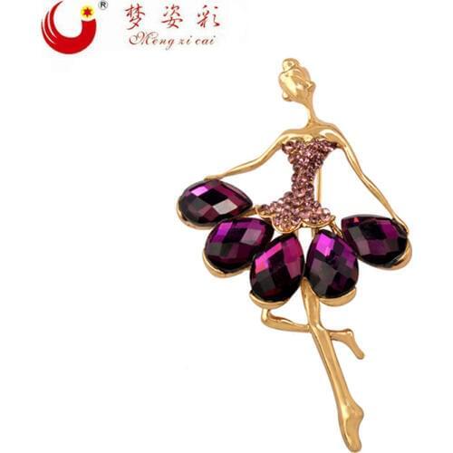 News Vintage Women Acrylic Crystal Women Purple Dress Brooch Gold heart Brooches Female Brosh Boutonniere accessories for women