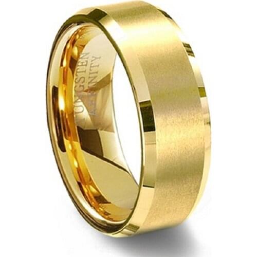 Wholesale 50pcs Tungsten Carbide Engagement Rings Gold Plated Men Women Wedding Band High Scratch Color Not Fade Easily