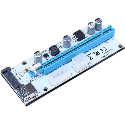 PCI-E Riser VER 008S Express 1X to 16X Graphics Mining Extension Cable Laptop Docking Station Power Adapters