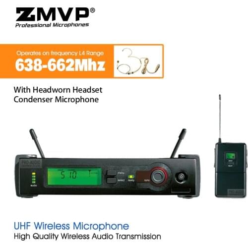 Professional SLX14 UHF Wireless Microphone Karaoke System with Cordless Bodypack Transmitter Headset Microphone Mic 638-662Mhz